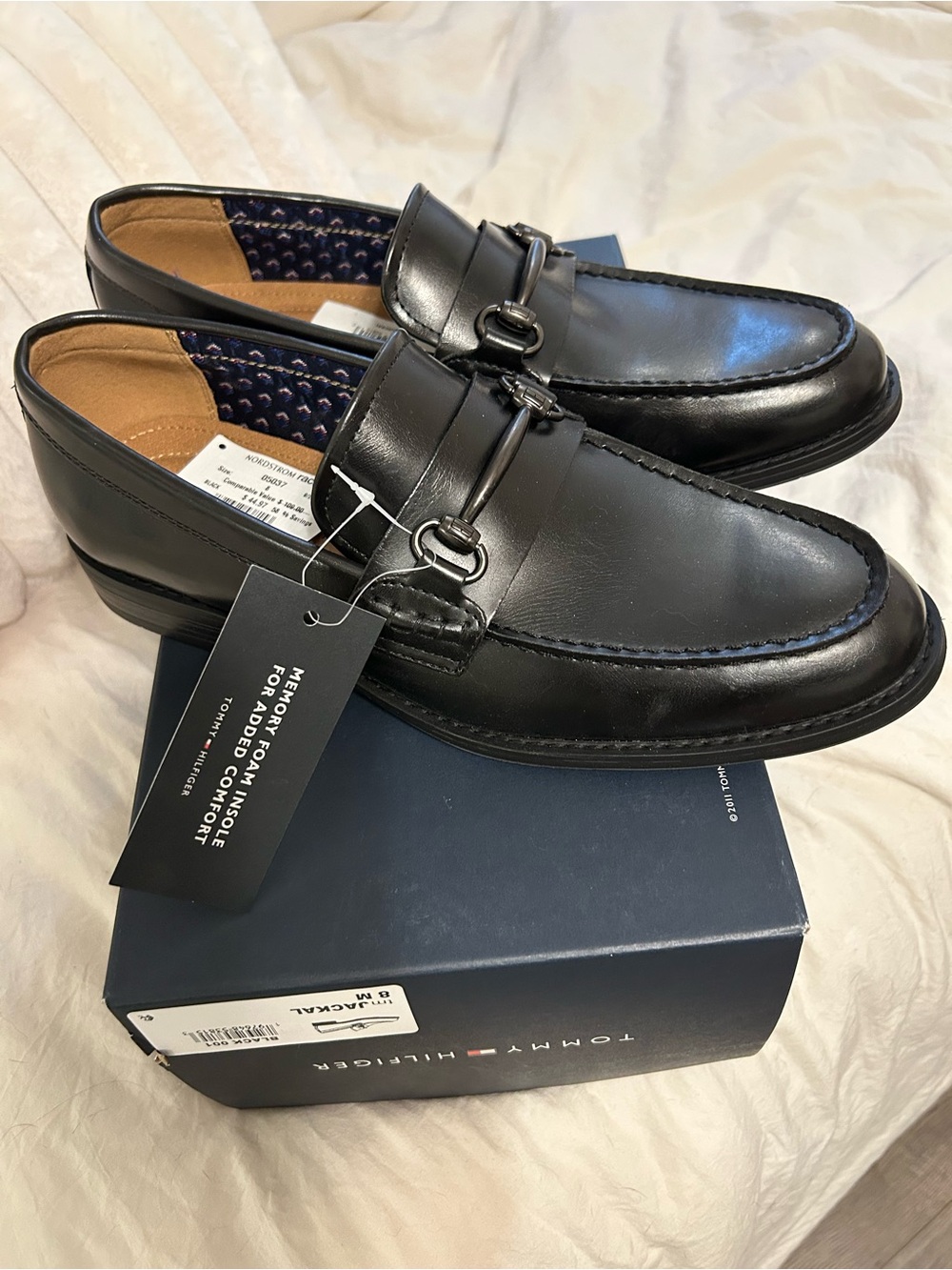 Tommy Hilfiger Jackal Black Leather Bit-Detail Slip-On Loafers